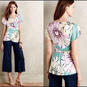 Anthropologie Floral Wrap Top
